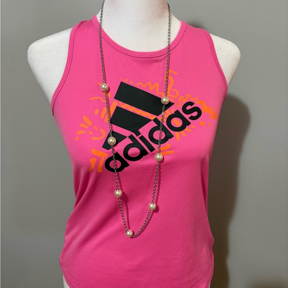 Adidas Vibrant Pink Tank Top with Black Logo